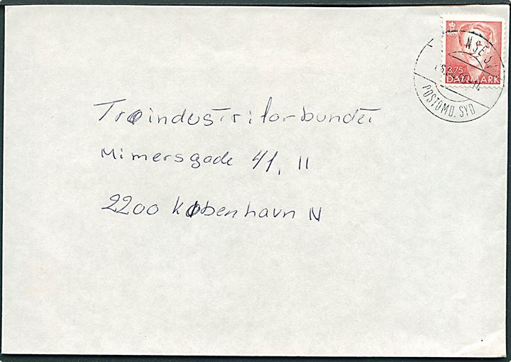 3,75 kr. Margrethe på brev annulleret med Ulsted-type stempel Odense SV Postomd. Syd d. 6.4.1995 til København.