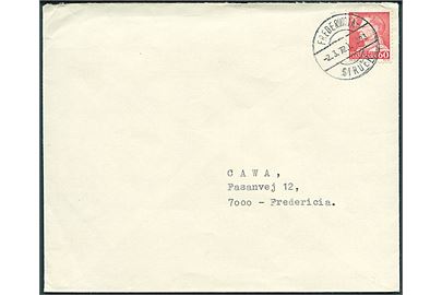 60 øre Fr. IX på brev annulleret med bureaustempel Fredericia - Struer T.383 d. 2.3.1972 til Fredericia.