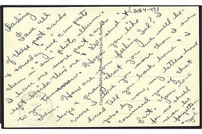Ufrankeret brevkort Tindafjallajökull med meddelelse dateret 4.10.1943 med censurstempel: Photograph * Passed by * Base Censor
