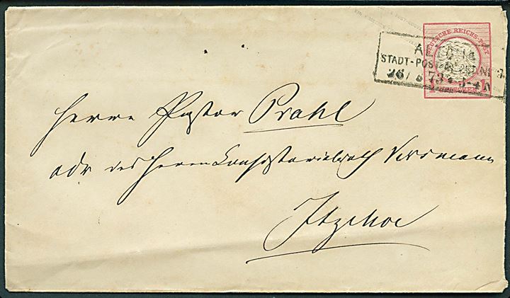 1 gr. helsagskuvert fra Altona d. 26.3.1873 til Itzehoe.