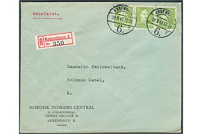 15 øre Chr. X (3) på 45 øre frankeret lokalt anbefalet brev i København d. 12.9.1947.