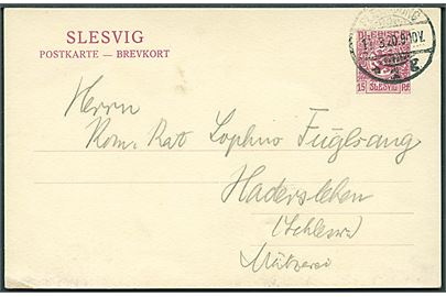 15 pfg. Fælles udg. helsagsbrevkort fra Flensburg d. 14.3.1920 til Haderslev.