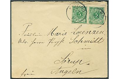 5 pfg. Ciffer i parstykke på brev stemplet Ketting d. 24.6.1893 til Sörup.