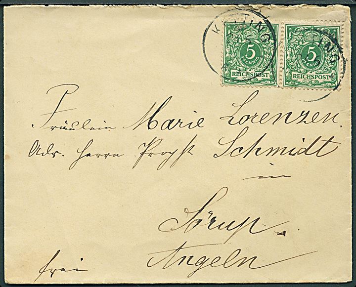 5 pfg. Ciffer i parstykke på brev stemplet Ketting d. 24.6.1893 til Sörup.