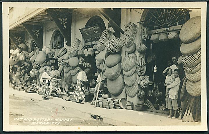 Hat and Pottery Market, Manila. Fotokort no. 779. 
