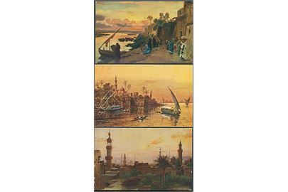 C. Wuttke: 6 postkort Cairo. Raphael Tuck & Sons Oilette, serie 3419. 