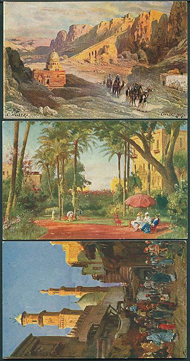 C. Wuttke: 6 postkort Cairo. Raphael Tuck & Sons Oilette, serie 3419. 