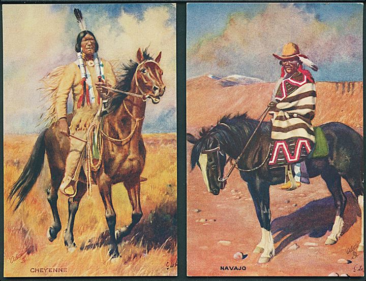 G. DE. L.: 6 Indianer postkort. American Indians. Raphael Tucks & Sons, serie 8668. 