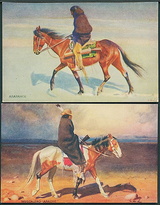 G. DE. L.: 6 Indianer postkort. American Indians. Raphael Tucks & Sons, serie 8668. 