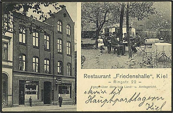 Restaurant Freidenshalle i Kiel, Tyskland. H.L. Schauer no. 65.