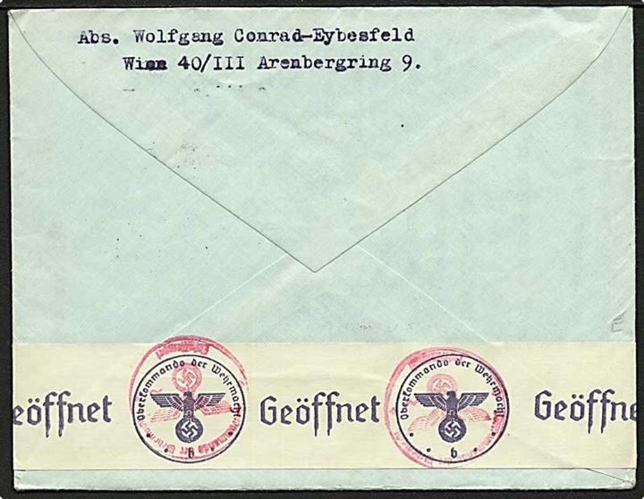 25 pfg. Leipzig Messe single på brev fra Wien d. 18.11.1940 til København, Danmark. Åbnet af tysk censur i Berlin.