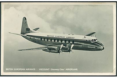 British European Airways. Viscount Discovery Class Aeroplane. Fotokort u/no. 