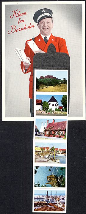 Hilsen fra Bornholm. Postbud med 6 prospekter fra Bornholm. Wilkig & Landsbo no. 915. 