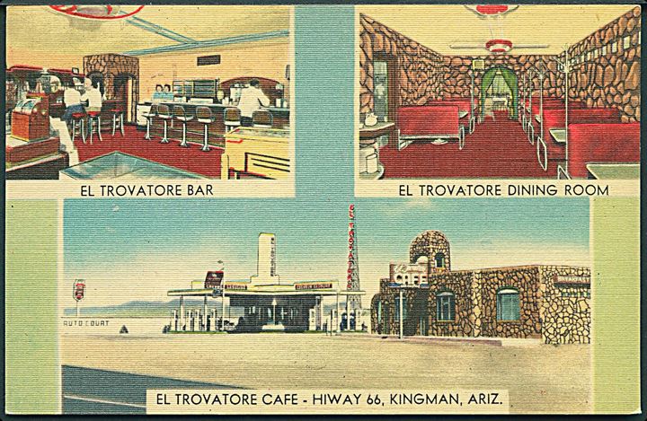 El Trovatore Cafe, Bar, Dining Room. Hiway 66, Kingman, Arizona, USA. No. 10.569. 