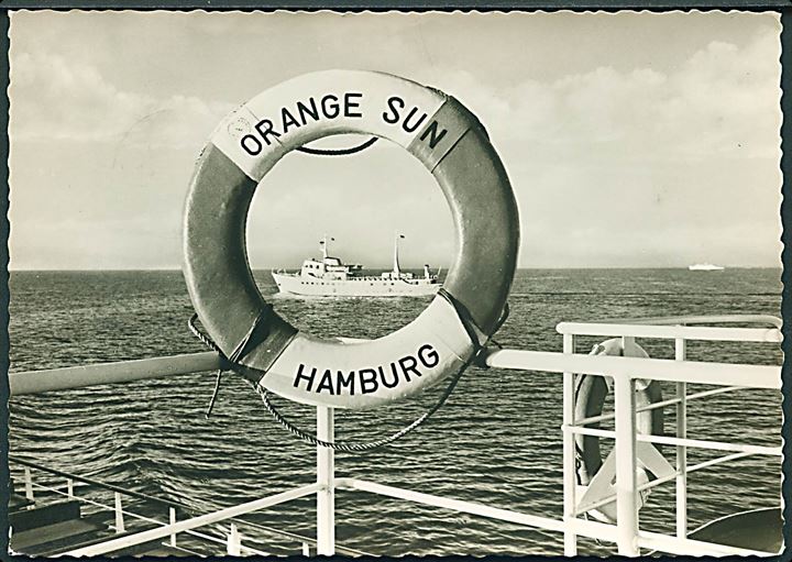 Ombord M/S Orange Sun - Hamburg, København - Malmø. Orange Linjen. Köster - Verlag, Hamburg u/no. Fotokort. 