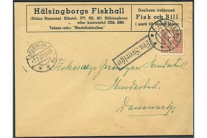 15 öre Linné på brev fra Hälsingborg sendt som skibspost og sidestemplet Fra Sverige og Helsingør d. 7.9.1939 til Hillerød, Danmark. Frimærke først annulleret ved ankomsten til Hillerød d. 7.9.1939.