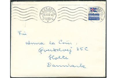 3,50 kr. Flag single på brev fra Reykjavik d. 15.12.1958 til Holte, Danmark.