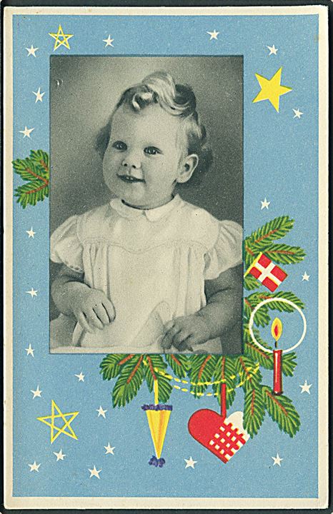 Prinsesse Margrethe som barn med julehjerte, lys, kræmmerhus osv. U/no. 
