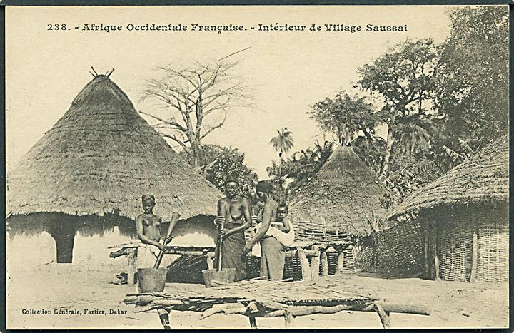 Intérieur de Village Saussai. Afrique Occidentale Francaise. Collection Générale no. 238. 