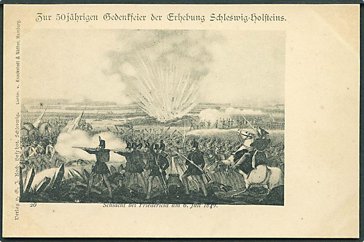 Krigen 1848-1851. Jubilæumskort, Slaget ved Fredericia.  J. Koch no. 20.