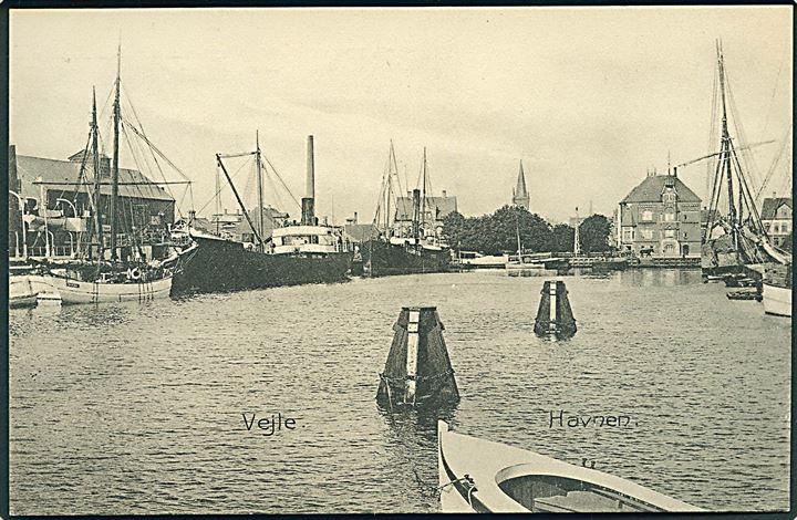 Havnen i Vejle. I. P. Sørensens Papirforretning no. 4338. 