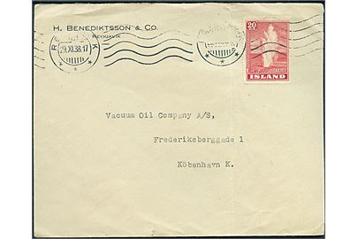 20 aur Geysir single på brev fra Reykjavik d. 29.11.1938 til København, Danmark.