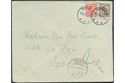 10 øre og 20 øre Chr. X på brev fra Køge d. 16.9.1926 til Nebik, Syrien.