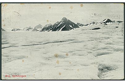Svalbard. Bræ, Spitsbergen. Mittet & Co. 1907 no. 9. Frankeret med 10 øre Posthorn fra Tromsø d. 30.7.1910 til Frankrig.