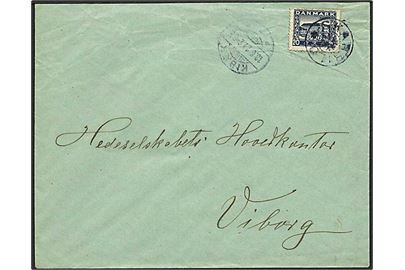 20 øre Genforening på brev annulleret med stjernestempel SKARRILD og sidestemplet Kibæk d. 13.6.1921 til Viborg.