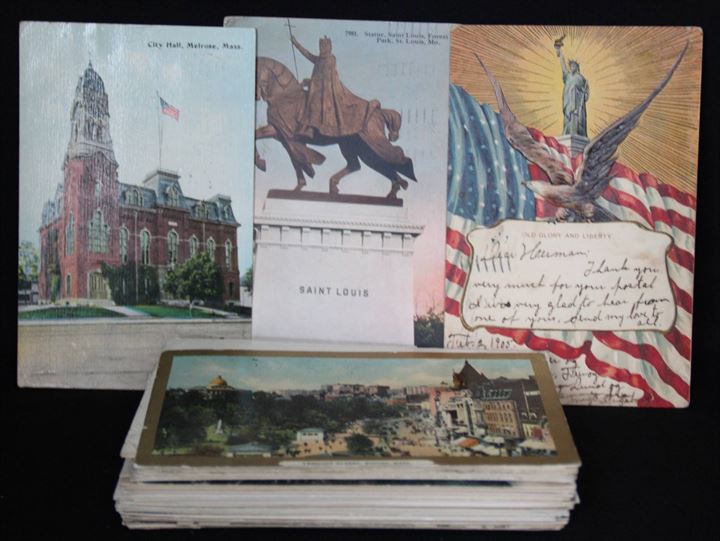 Amerika/Canada. 50 blandede ældre postkort. Nogle med frimærker.