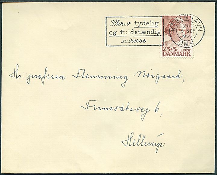 25+5 øre Børneforsorg på brev fra København d. 5.9.1955 til Hellerup.