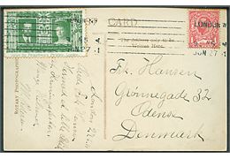 1d George V og Coronation 1911 mærkat på brevkort (Kroningsfesten i London) fra London d. 27.6.1911 til Odense, Danmark.
