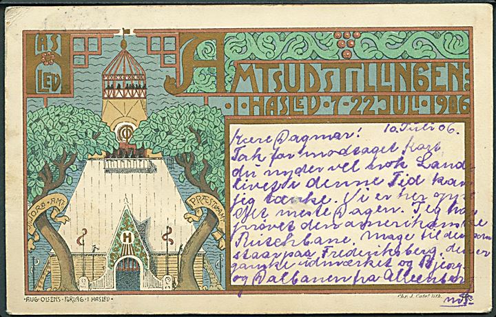 Amtsudstillingen i Haslev 7 - 22 Juli 1906. Aug. Olsens Forlag u/no. 