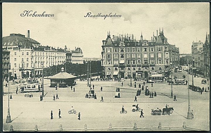 Raadhuspladsen i København med sporvogne. B. M. & Co. no. 507. 
