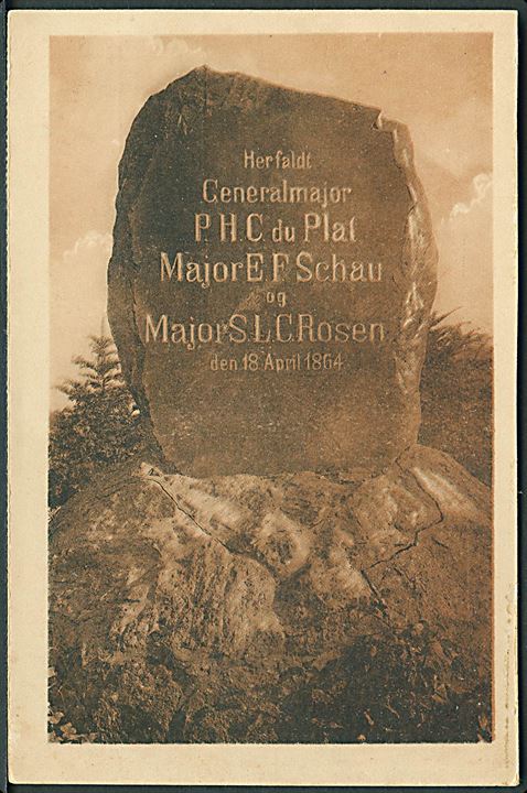 Krigen 1864. Mindesten: Her faldt Generalmajor P. H. C. du Plat, Major E. F. Schau og Major S. L. C. Rosen d, 18 April 1864, Dybbøl. J. Boisen, Fotograf u/no. 