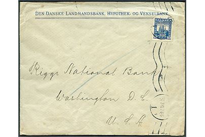 40 øre Genforening på fortrykt kuvert fra Den danske Landmandsbank i Kjøbenhavn d. 7.7.1922 til Washington, USA.