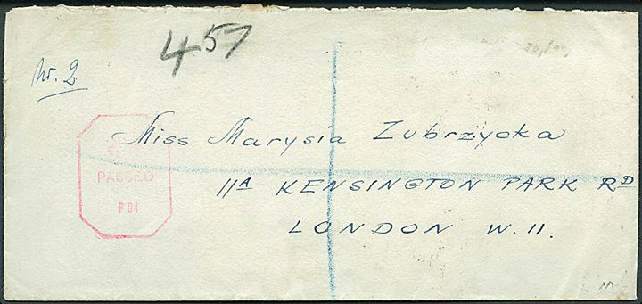 Komplet sæt Polske Exil udg. 1941 på anbefalet brev annulleret med polsk flådepost stempel d. 15.12.1941 til London. Britisk censur.