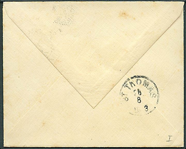 10 bit Fr. VIII på brev annulleret med stumt 4-ringsstempel til St. Thomas. Ank.stemplet St. Thomas d. 28.8.1908.