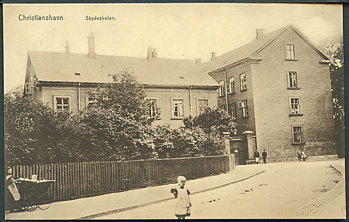 Christianshavn med Skydeskolen. Otto Jensens Forlag no. 50. 