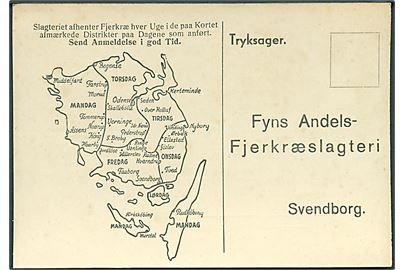 Svendborg. Reklame og Bestillingsseddel fra Fyns Andels Fjerkræslagteri. U/no. 