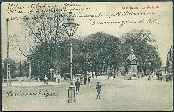 København, Toldbodgade med Telefonkiosk. G. M. 3174. 