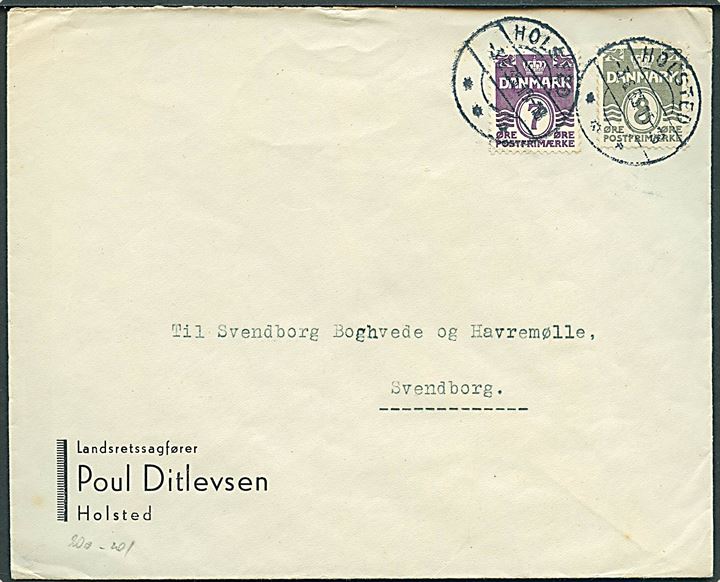 7 øre og 8 øre Bølgelinie på brev fra Holsted d. 3.6.1935 til Svendborg.