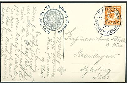 10 øre H. C. Andersen på brevkort annulleret med særstrempel Danmark * Det Rullende Postkontor * d. 15.6.1936 og sidestemplet Viborg-Dagene 14.-15. Juni 1936 til Nykøbing Mors.