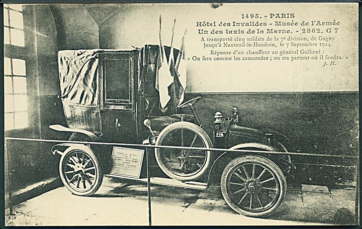 Fransk taxi brugt til at transportere soldater ved Marne d. 7.9.1914. Militærmuseum no. 1495. 