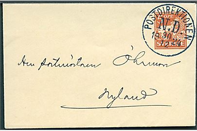 5 öre helsags tryksagskuvert stemplet Postdirektion N.D. d. 30.12.1924 til Nyland. 