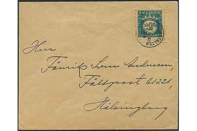 Fältpost svarmærke på brev annulleret Postanstalten 1014 (= Hälsingborg) d. 24.9.1940 til soldat ved fältpost 61221, Hälsingborg.