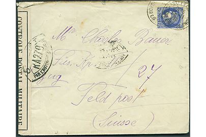 2,25 fr. på brev fra Bordeaux d. 13.11.1939 til feldpost adresse i Schweiz. Åbnet af fransk censur.