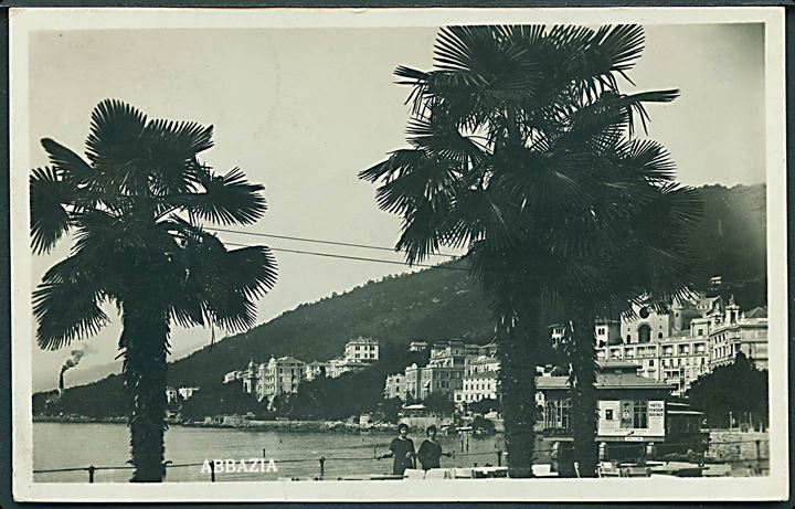 20 c., 25 c. og 30 c. på brevkort fra Abbazia, Fiume d. 9.6.1931 til Freital, Tyskland.