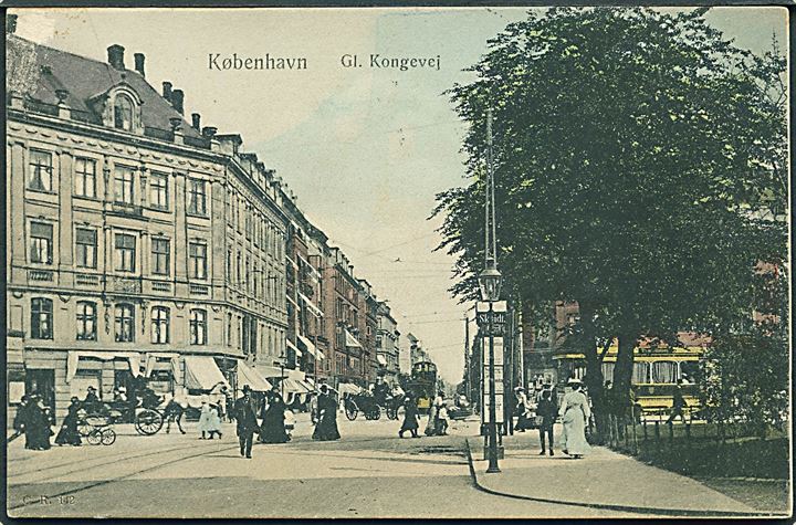 København. Sporvogne på Gl. Kongevej. C. R. no. 142. (Med fejl). 