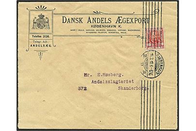 10 øre rød Fr. VIII på brev fra København d. 14.3.1910 til Skanderborg. Mærket med perfin D.10 - Dansk Andels Ægexport.